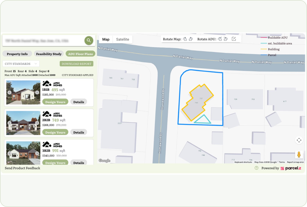 See your ADU floor plan in your backyard